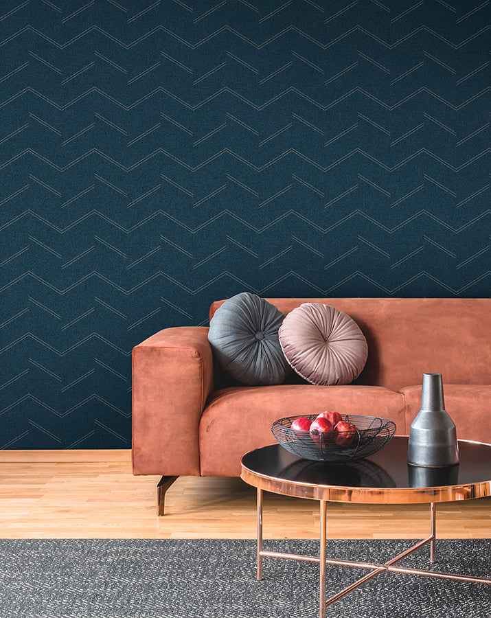 Aviator Indigo Abstract Chevron Wallpaper - York Wallcoverings - 4178-4439 - York Wallcoverings Wallpaper