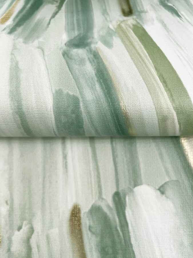 Masterwork Sea Green Brushstrokes Wallpaper - York Wallcoverings - 4178-4454 - York Wallcoverings Wallpaper