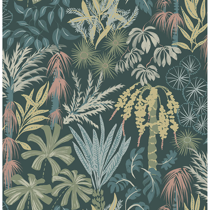 everglades-dark-green-botanical-wallpaper-york-wallcoverings-4172-27480 - York Wallcoverings Wallpaper