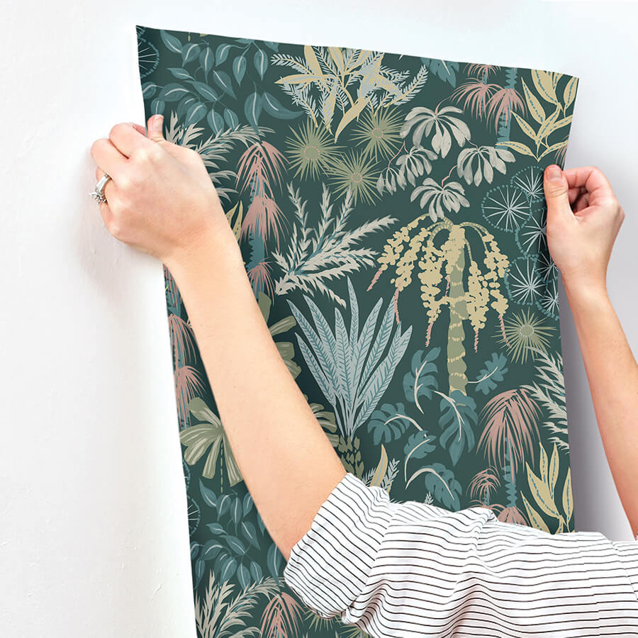 everglades-dark-green-botanical-wallpaper-york-wallcoverings-4172-27480 - York Wallcoverings Wallpaper