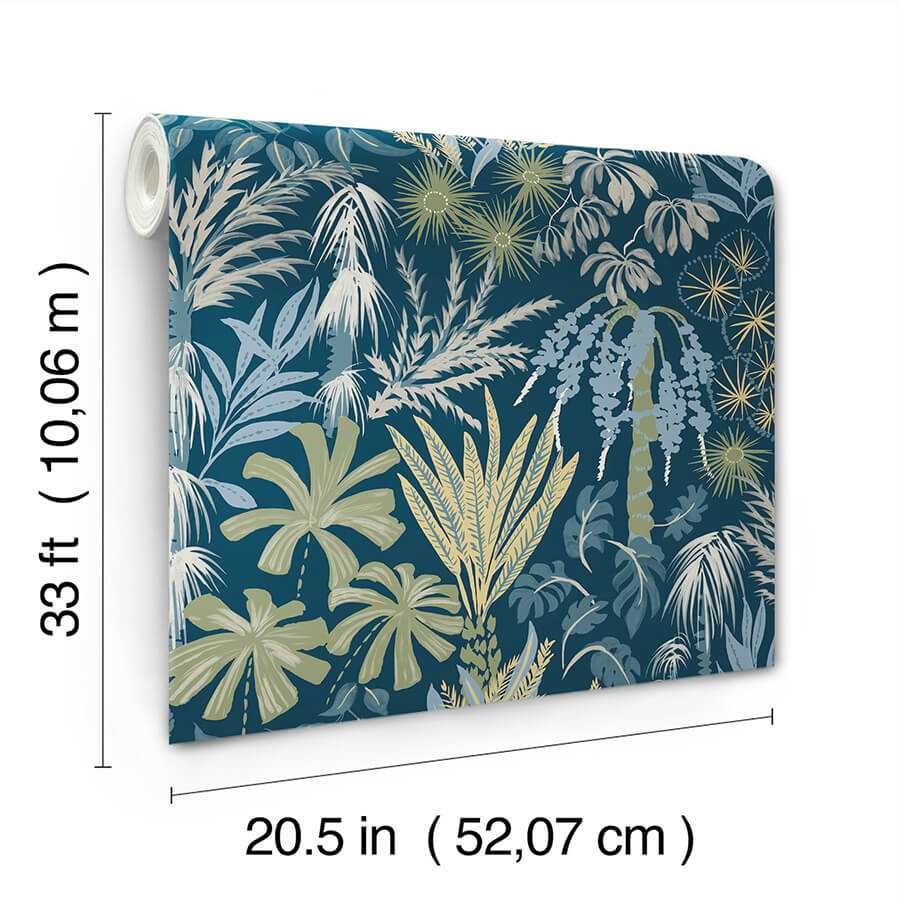 everglades-teal-botanical-wallpaper-york-wallcoverings-4172-27482 - York Wallcoverings Wallpaper
