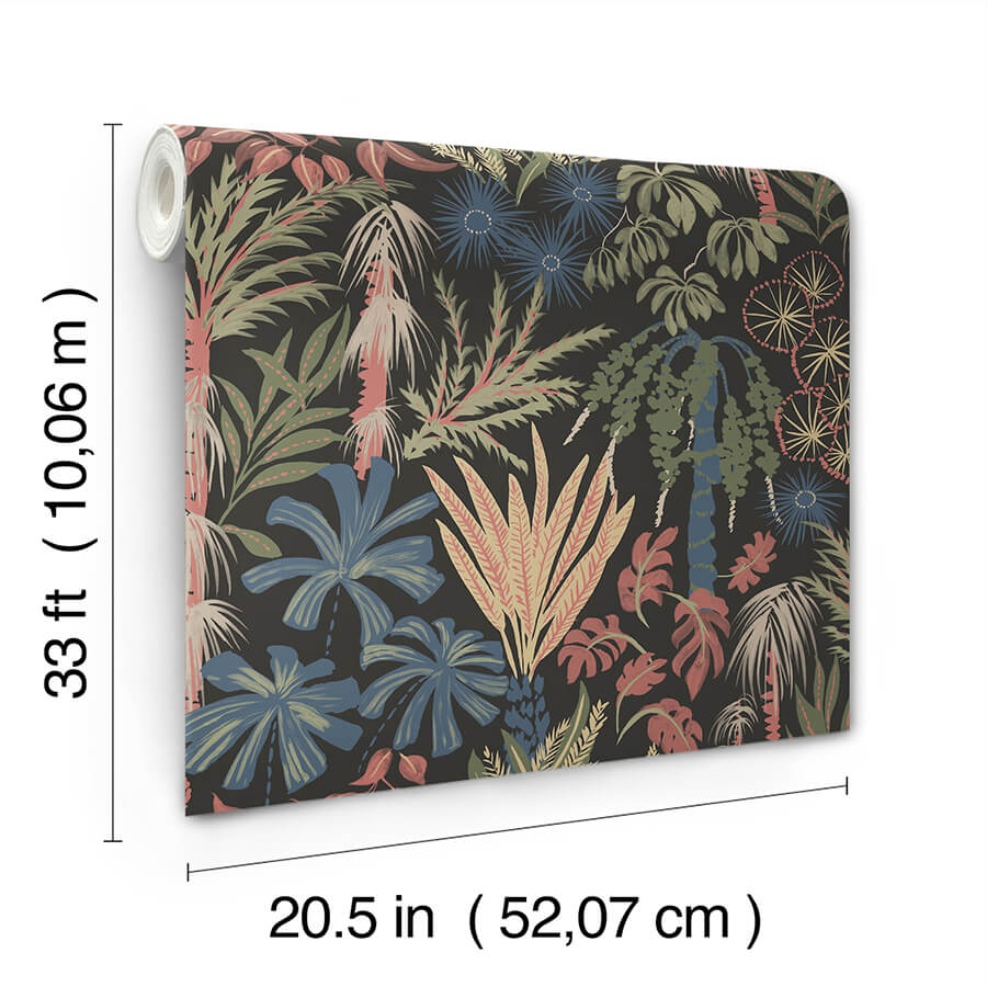 everglades-black-botanical-wallpaper-york-wallcoverings-4172-27483 - York Wallcoverings Wallpaper