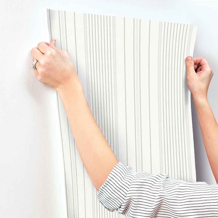 Navarres Stripe Light Green Faux Linen Wallpaper - York Wallcoverings - 4172-27485 - York Wallcoverings Wallpaper