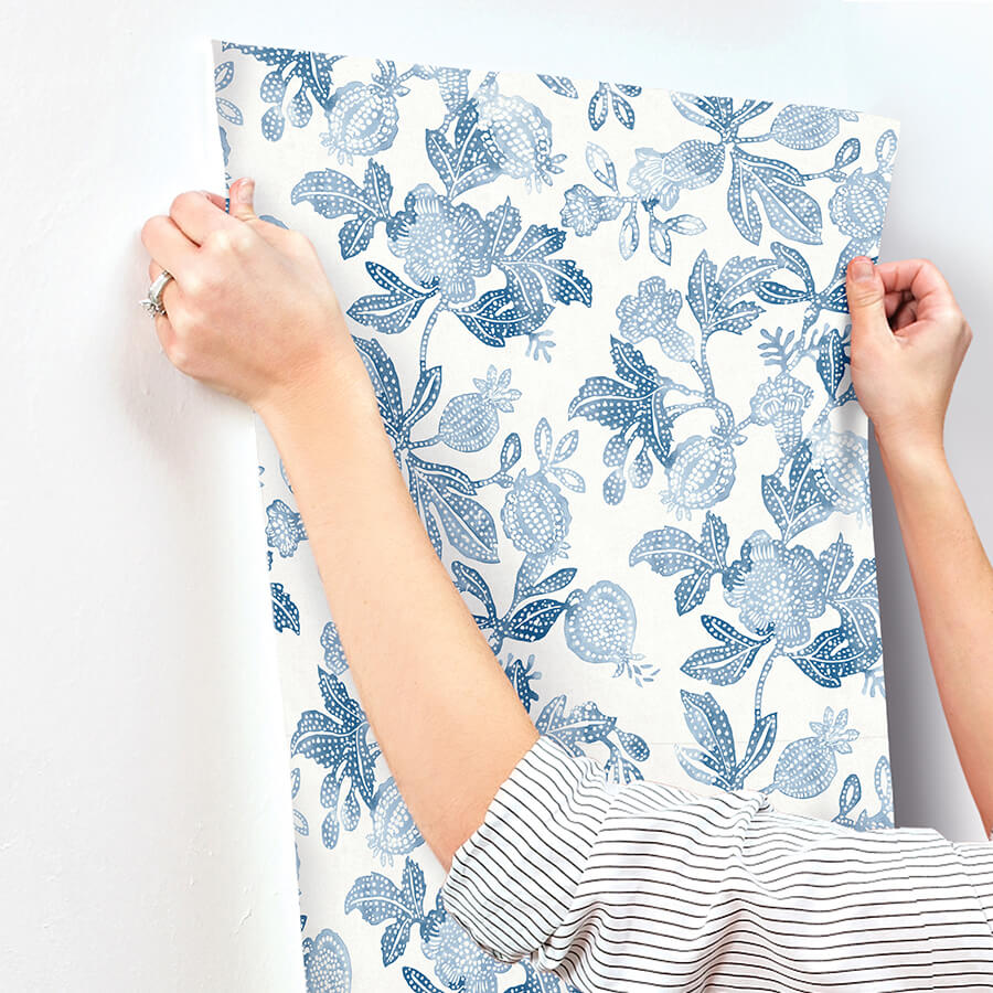 beach-rose-blue-floral-fruits-wallpaper-york-wallcoverings-4172-27492 - York Wallcoverings Wallpaper