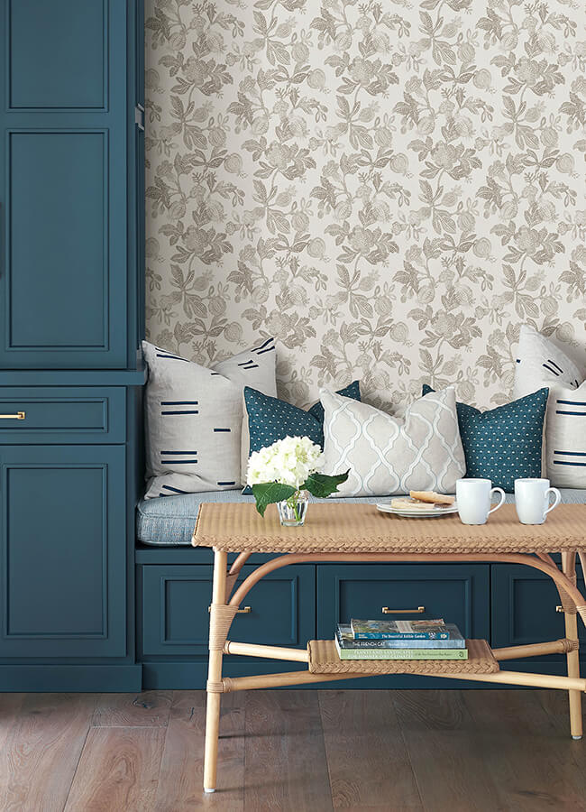 beach-rose-neutral-floral-fruits-wallpaper-york-wallcoverings-4172-27493 - York Wallcoverings Wallpaper