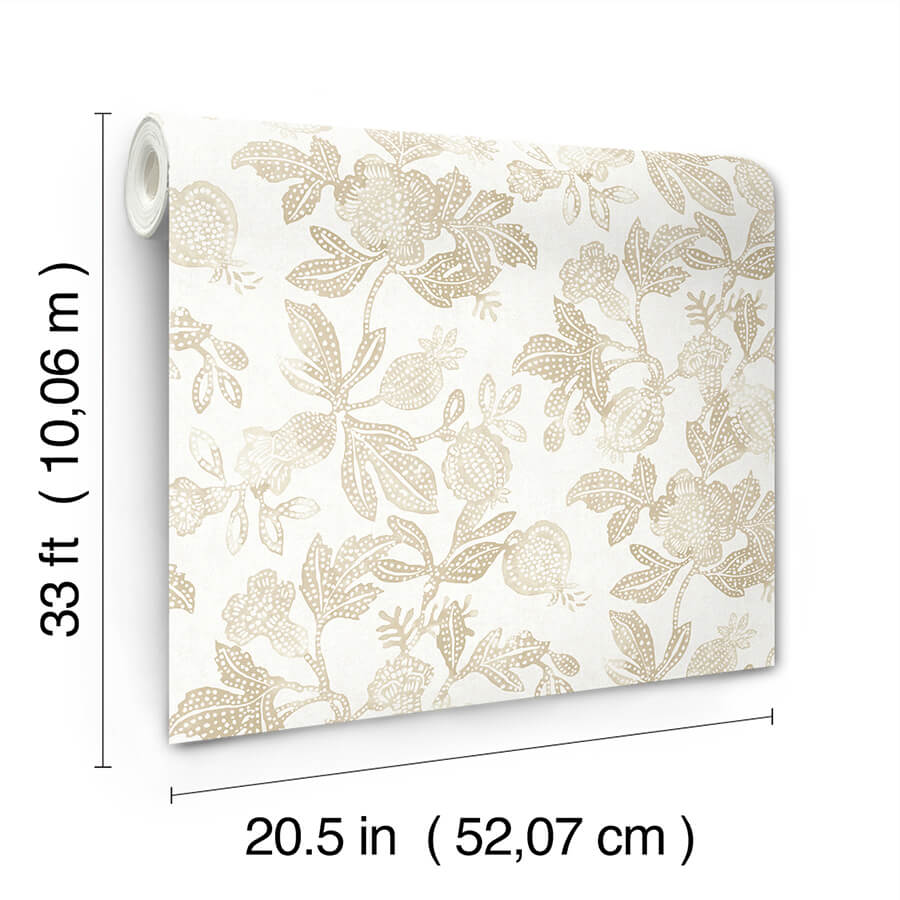 beach-rose-champagne-floral-fruits-wallpaper-york-wallcoverings-4172-27495 - York Wallcoverings Wallpaper