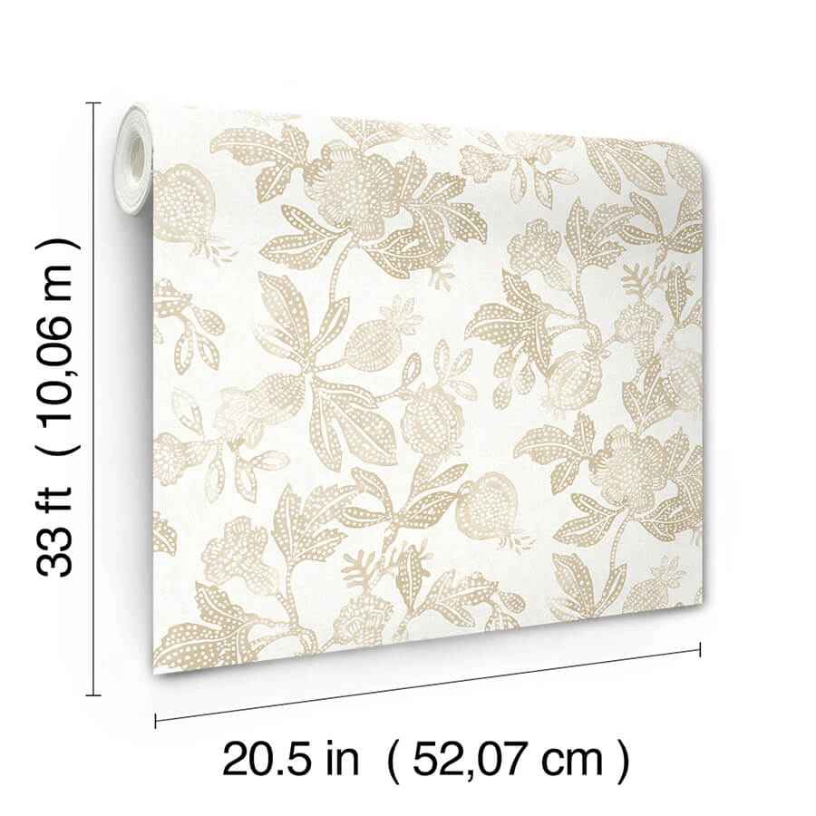 Beach Rose Champagne Floral Fruits Wallpaper - York Wallcoverings - 4172-27495 - York Wallcoverings Wallpaper