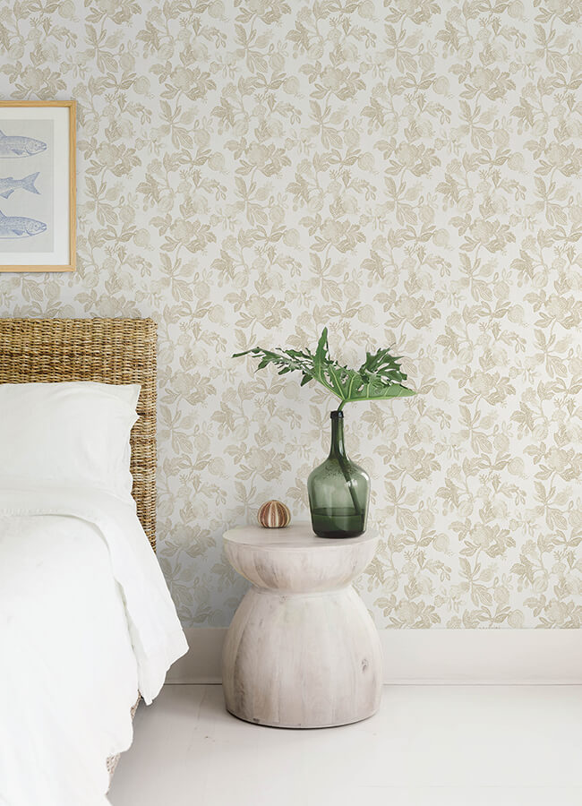beach-rose-champagne-floral-fruits-wallpaper-york-wallcoverings-4172-27495 - York Wallcoverings Wallpaper