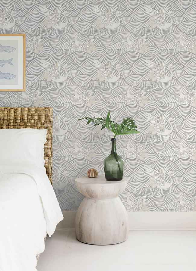 Egret Slate Tidal Dance Wallpaper - York Wallcoverings - 4172-27496 - York Wallcoverings Wallpaper