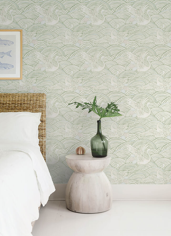 egret-sage-tidal-dance-wallpaper-york-wallcoverings-4172-27497 - York Wallcoverings Wallpaper