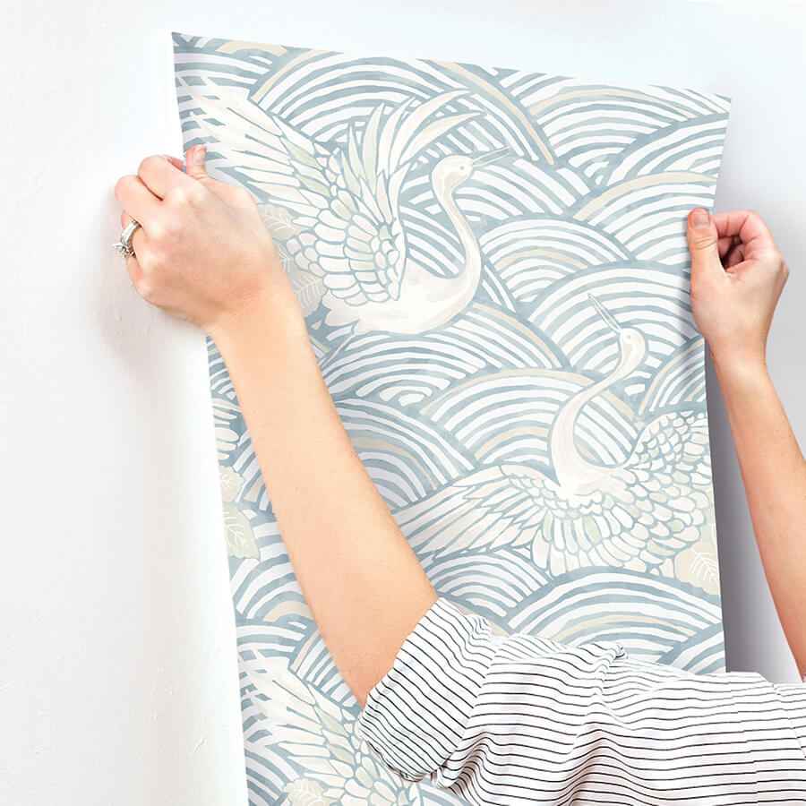 Egret Sky Blue Tidal Dance Wallpaper - York Wallcoverings - 4172-27498 - York Wallcoverings Wallpaper
