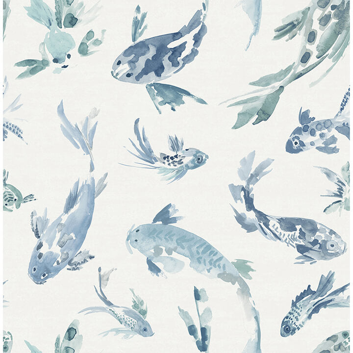 koi-blue-fish-wallpaper-york-wallcoverings-4172-27500 - York Wallcoverings Wallpaper