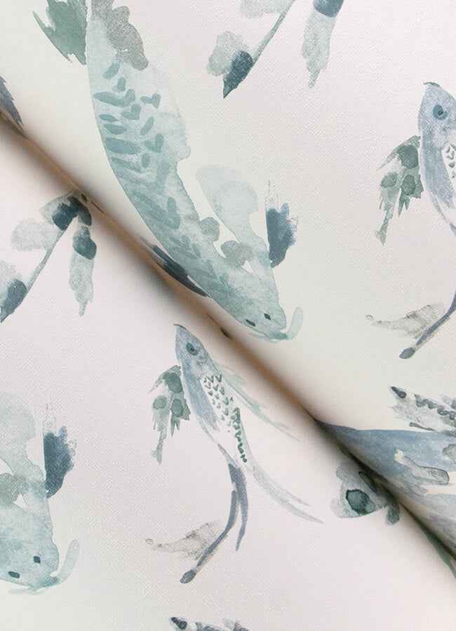 Koi Blue Fish Wallpaper - York Wallcoverings - 4172-27500 - York Wallcoverings Wallpaper