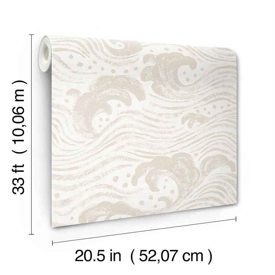 Swell Beige Ocean Wave Wallpaper - York Wallcoverings - 4172-27508 - York Wallcoverings Wallpaper