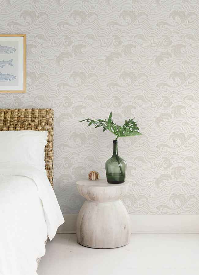 Swell Beige Ocean Wave Wallpaper - York Wallcoverings - 4172-27508 - York Wallcoverings Wallpaper