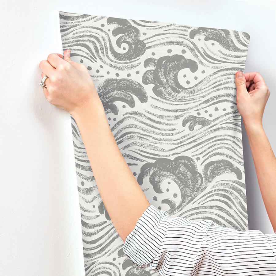 Swell Charcoal Ocean Wave Wallpaper - York Wallcoverings - 4172-27510 - York Wallcoverings Wallpaper