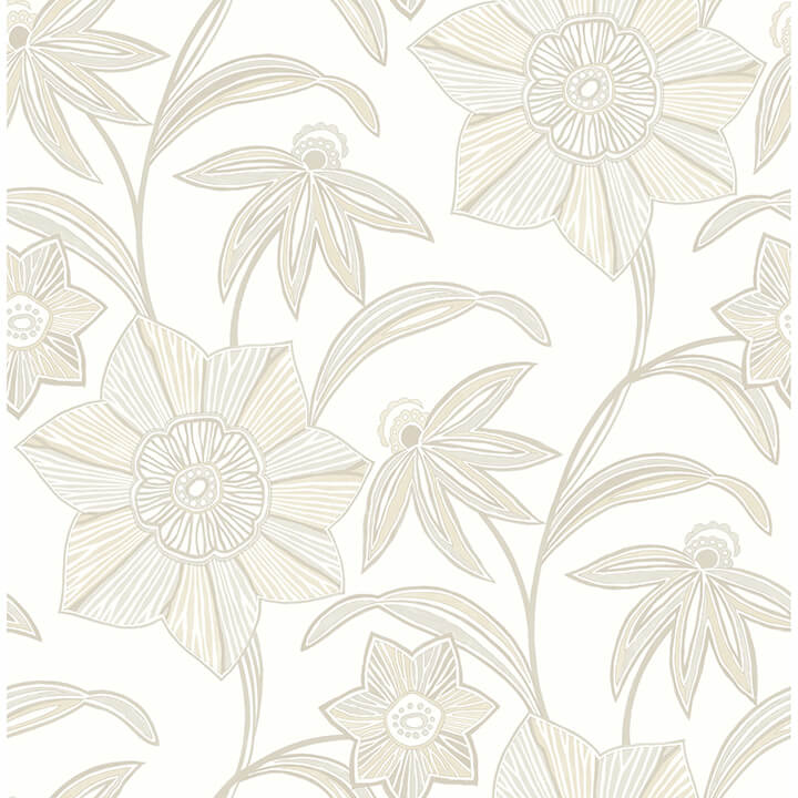 star-flower-beige-floral-trail-wallpaper-york-wallcoverings-4172-27515 - York Wallcoverings Wallpaper