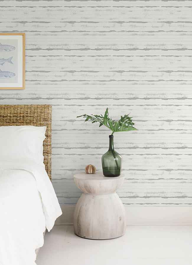 Destin Grey Stripe Wallpaper - York Wallcoverings - 4172-27518