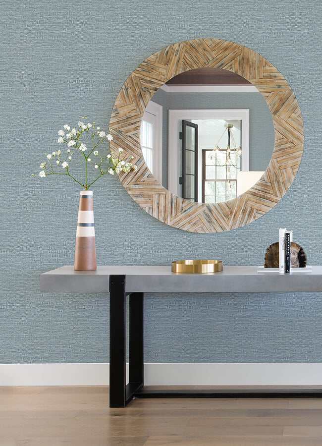 malin-denim-faux-grasscloth-wallpaper-york-wallcoverings-4172-27527 - York Wallcoverings Wallpaper