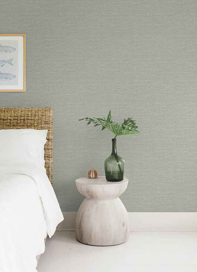 Malin Seafoam Faux Grasscloth Wallpaper - York Wallcoverings - 4172-27530