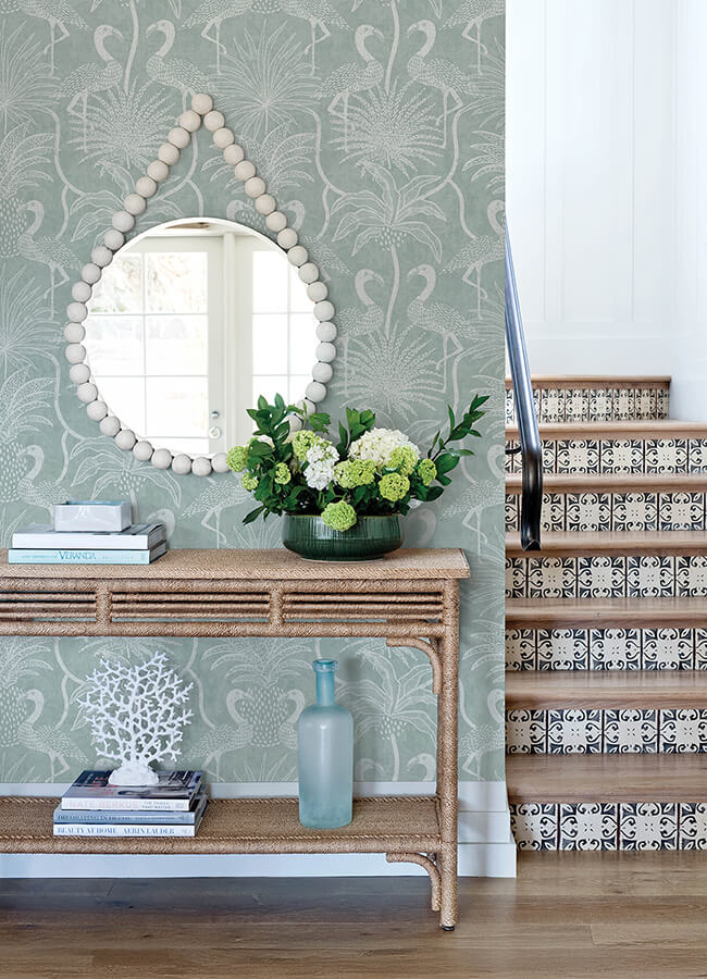 biscayne-turquoise-flamingo-beach-wallpaper-york-wallcoverings-4172-82004 - York Wallcoverings Wallpaper