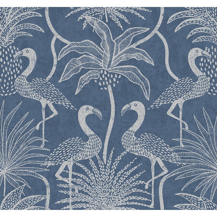 biscayne-navy-flamingo-beach-wallpaper-york-wallcoverings-4172-82006 - York Wallcoverings Wallpaper