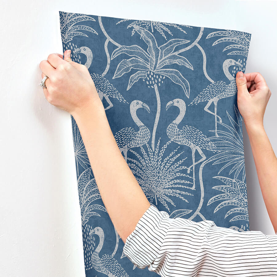 biscayne-navy-flamingo-beach-wallpaper-york-wallcoverings-4172-82006 - York Wallcoverings Wallpaper