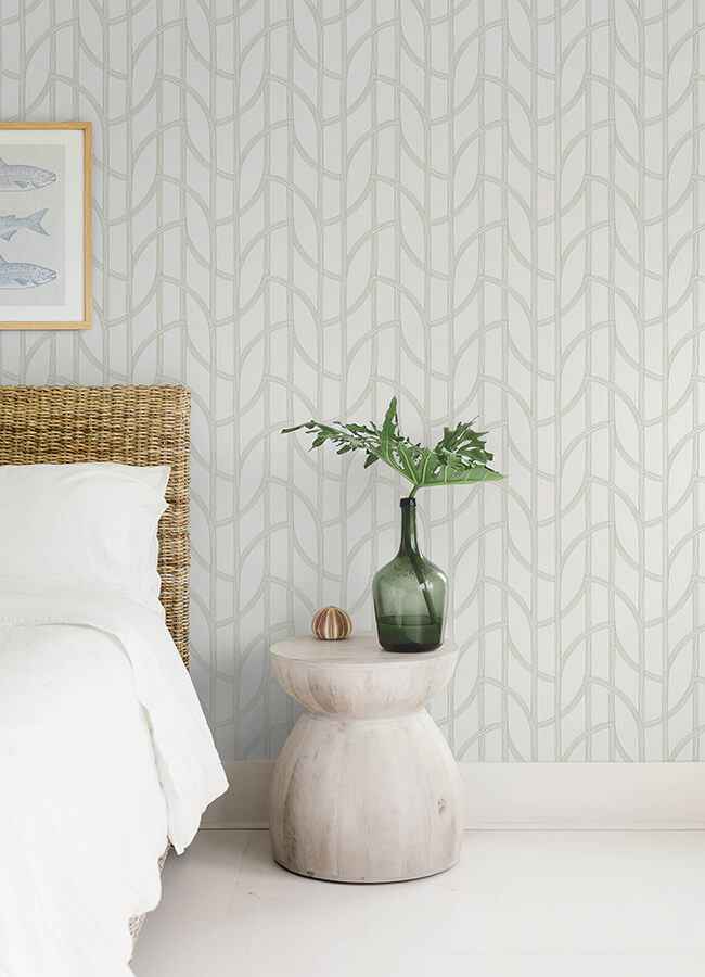 Salvo Light Green Curved Contours Wallpaper - York Wallcoverings - 4172-82009