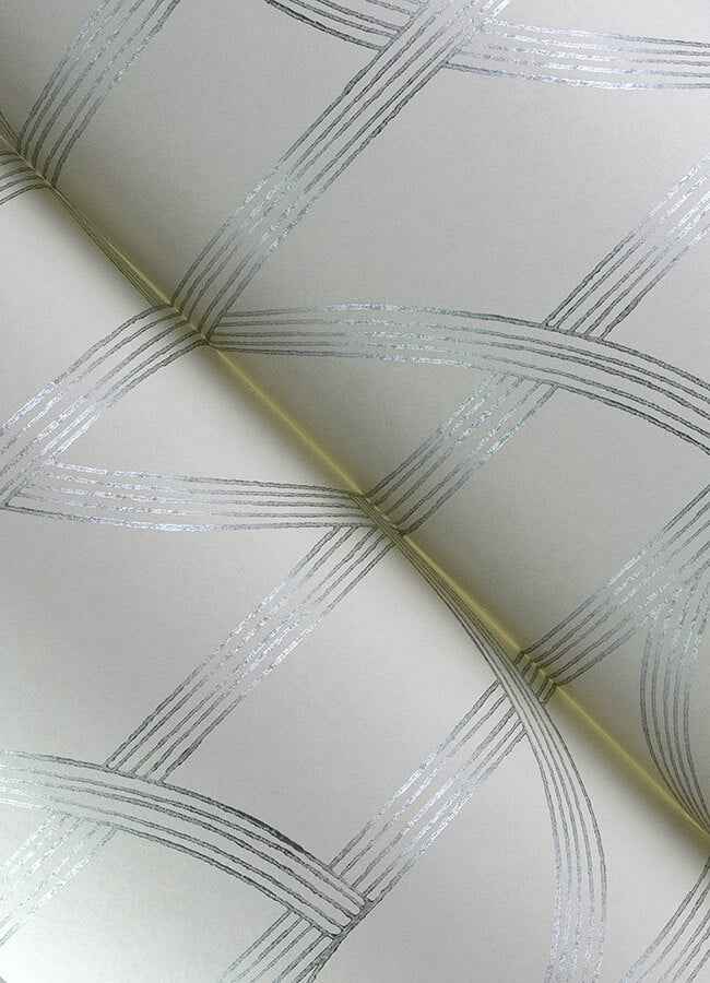 Salvo Silver Curved Contours Wallpaper - York Wallcoverings - 4172-82011 - York Wallcoverings Wallpaper