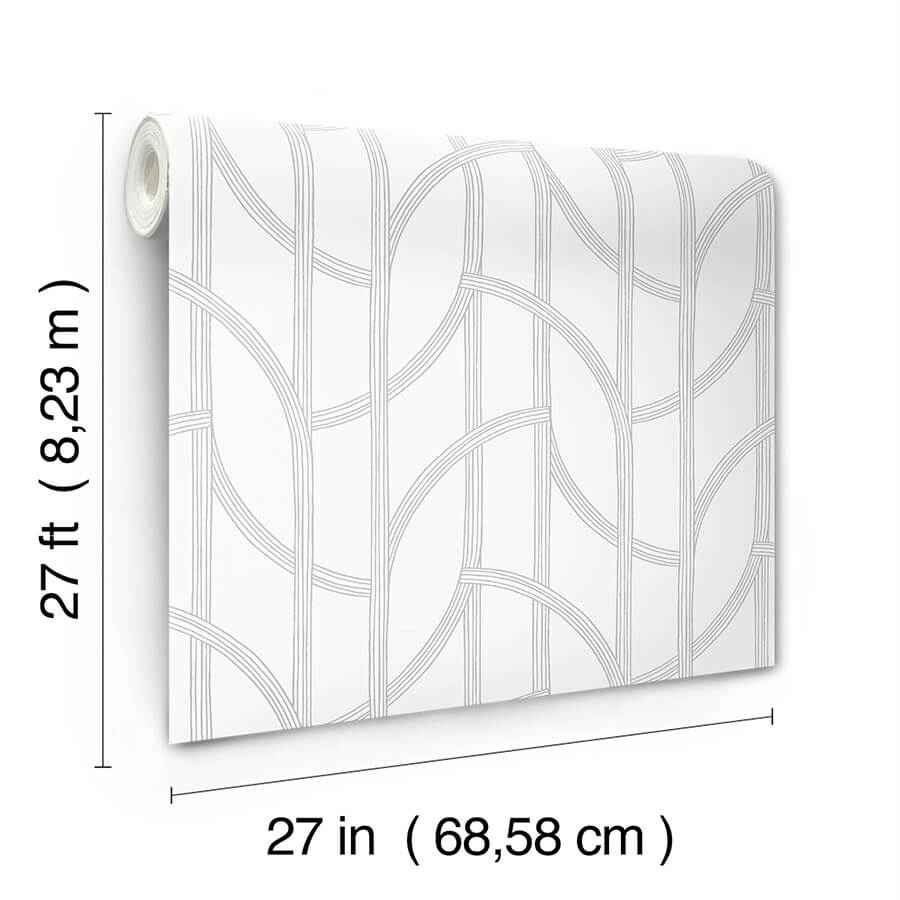 Salvo Silver Curved Contours Wallpaper - York Wallcoverings - 4172-82011 - York Wallcoverings Wallpaper