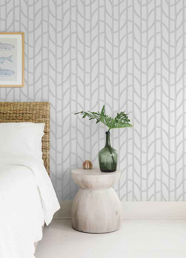 Salvo Silver Curved Contours Wallpaper - York Wallcoverings - 4172-82011 - York Wallcoverings Wallpaper