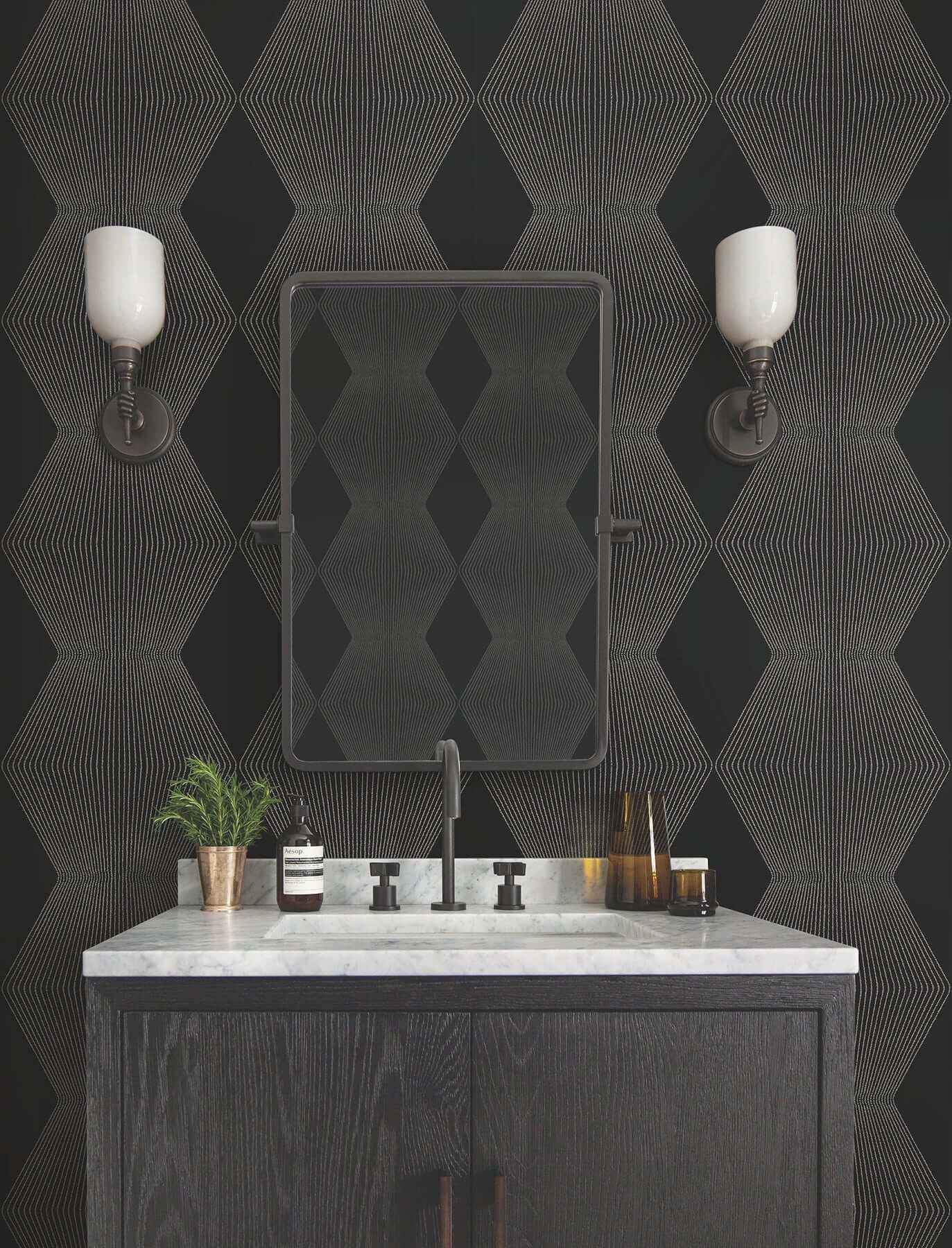 Diamond Legacy Black Wallpaper - York Wallcoverings - MX9631