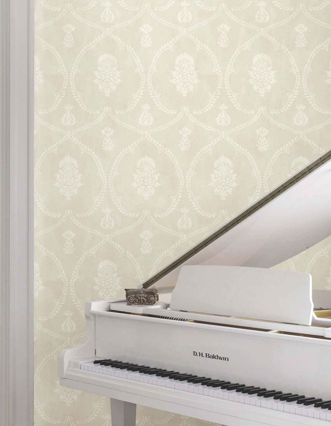 Royal Damask Beige Wallpaper - York Wallcoverings - MX9641 - York Wallcoverings Wallpaper