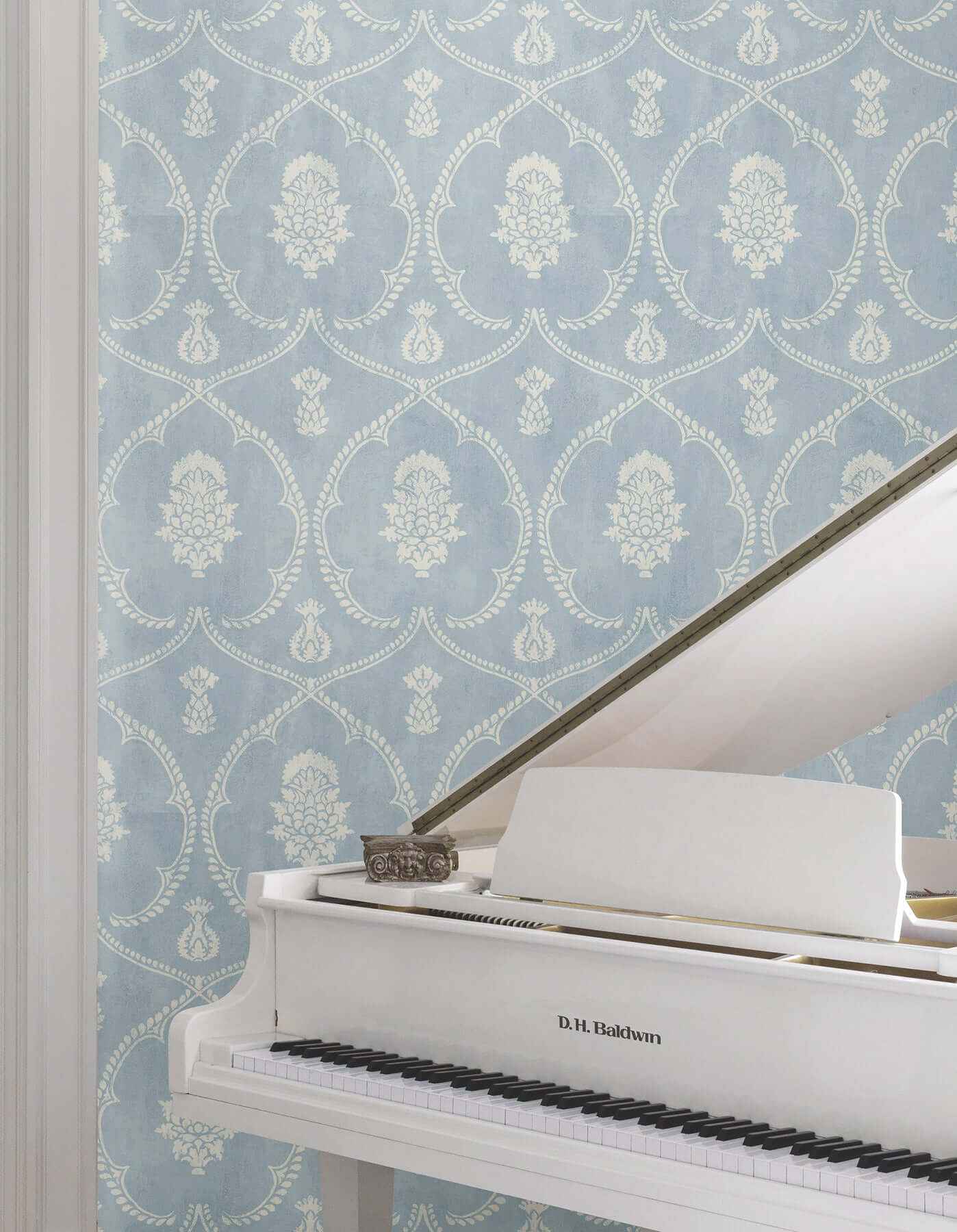 Royal Damask Blue Wallpaper - York Wallcoverings - MX9644 - York Wallcoverings Wallpaper