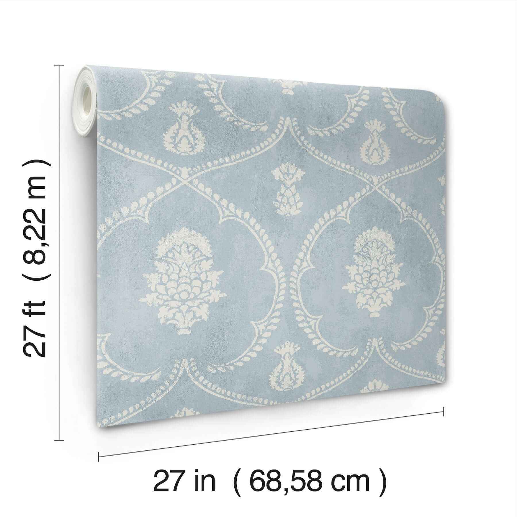 Royal Damask Blue Wallpaper - York Wallcoverings - MX9644 - York Wallcoverings Wallpaper