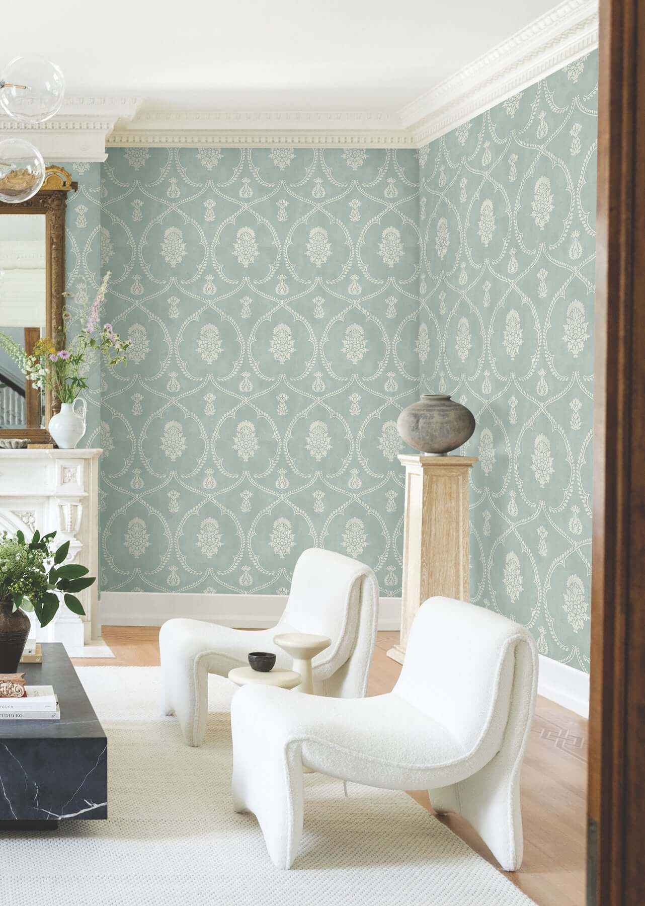 Royal Damask Jade Wallpaper - York Wallcoverings - MX9645 - York Wallcoverings Wallpaper