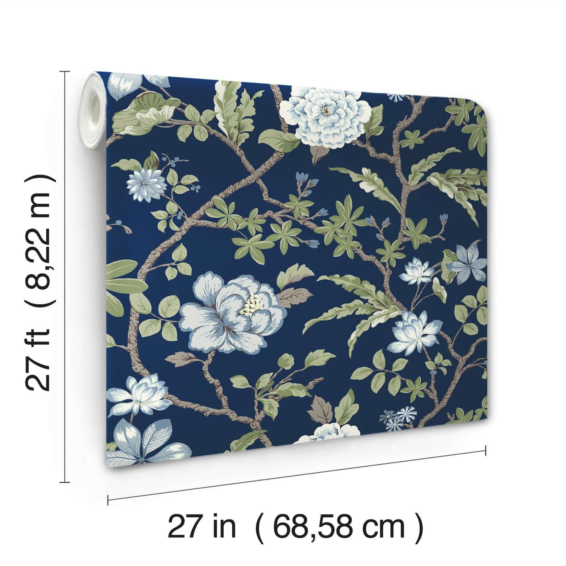 courtyard-botanical-navy-wallpaper-york-wallcoverings-mx9652 - York Wallcoverings Wallpaper