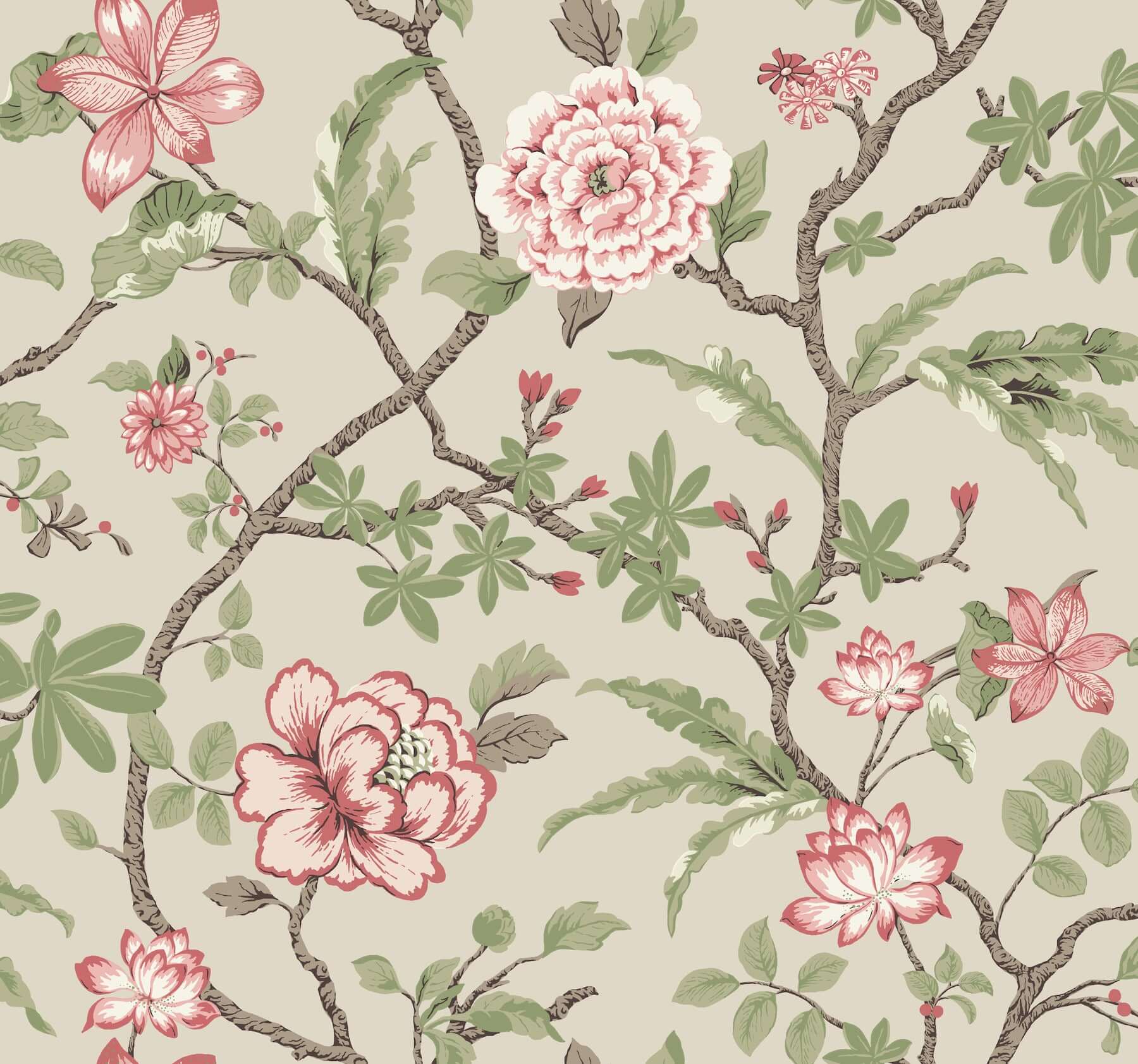 courtyard-botanical-pink-wallpaper-york-wallcoverings-mx9653 - York Wallcoverings Wallpaper