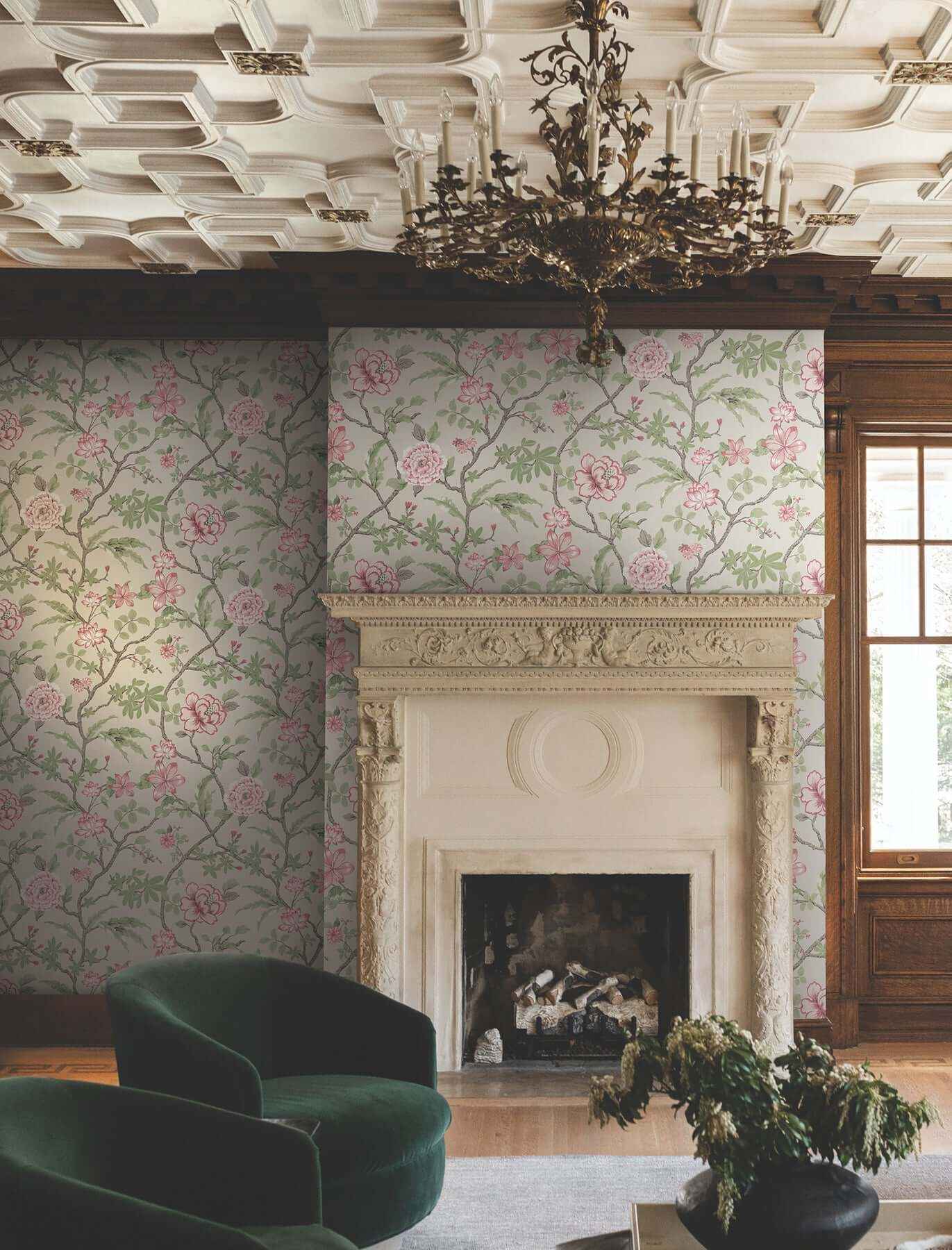 Courtyard Botanical Pink Wallpaper - York Wallcoverings - MX9653 - York Wallcoverings Wallpaper