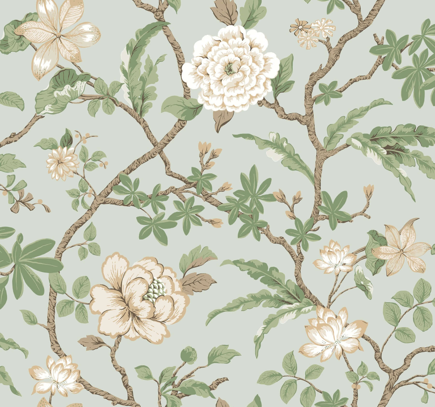 courtyard-botanical-pale-blue-wallpaper-york-wallcoverings-mx9654 - York Wallcoverings Wallpaper