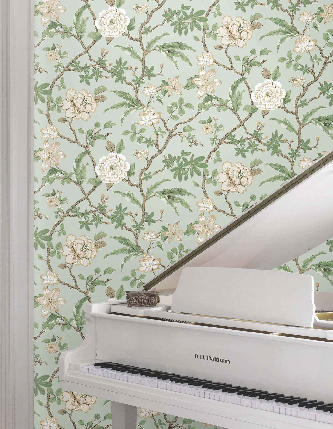 Courtyard Botanical Pale Blue Wallpaper - York Wallcoverings - MX9654 - York Wallcoverings Wallpaper