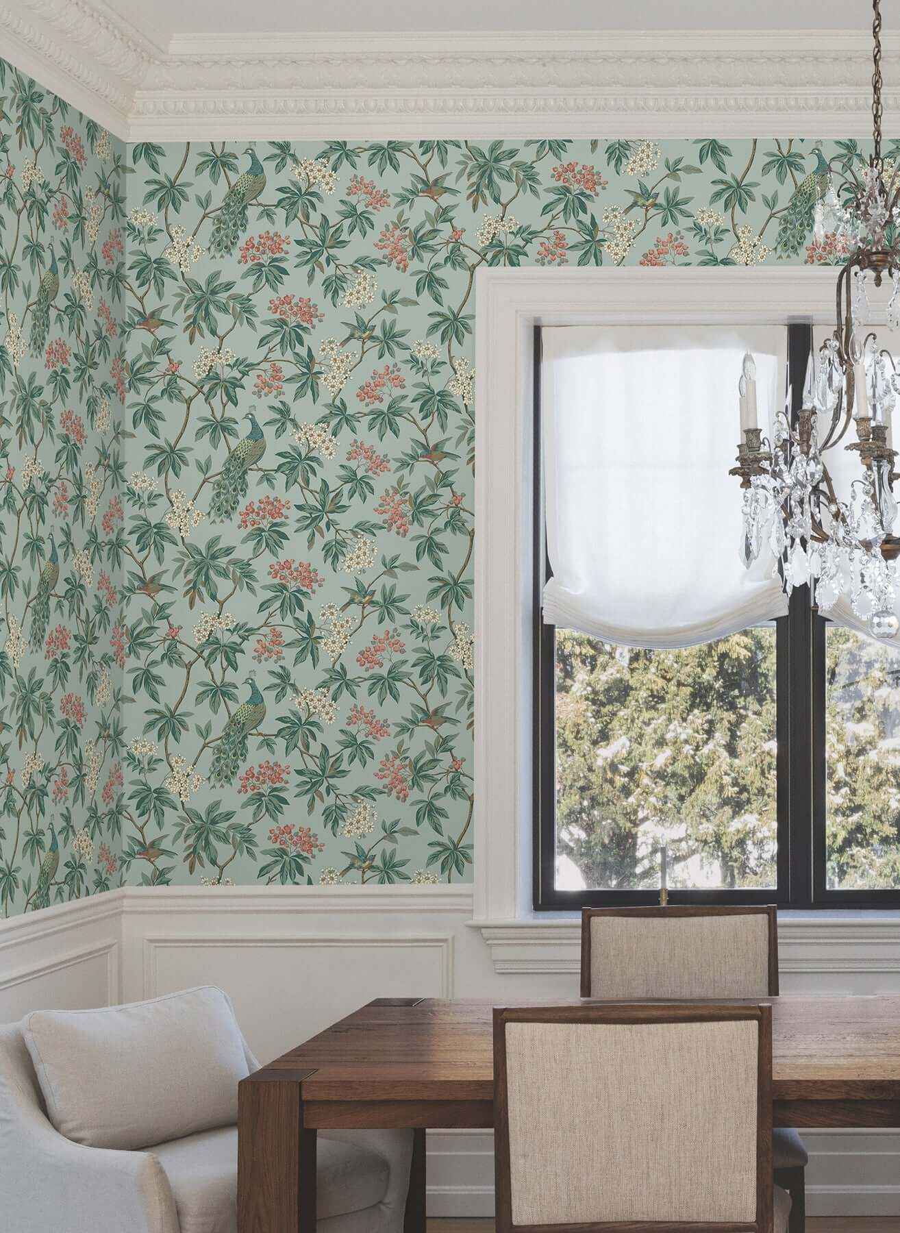 Peacock Estate Blue Wallpaper - York Wallcoverings - MX9663