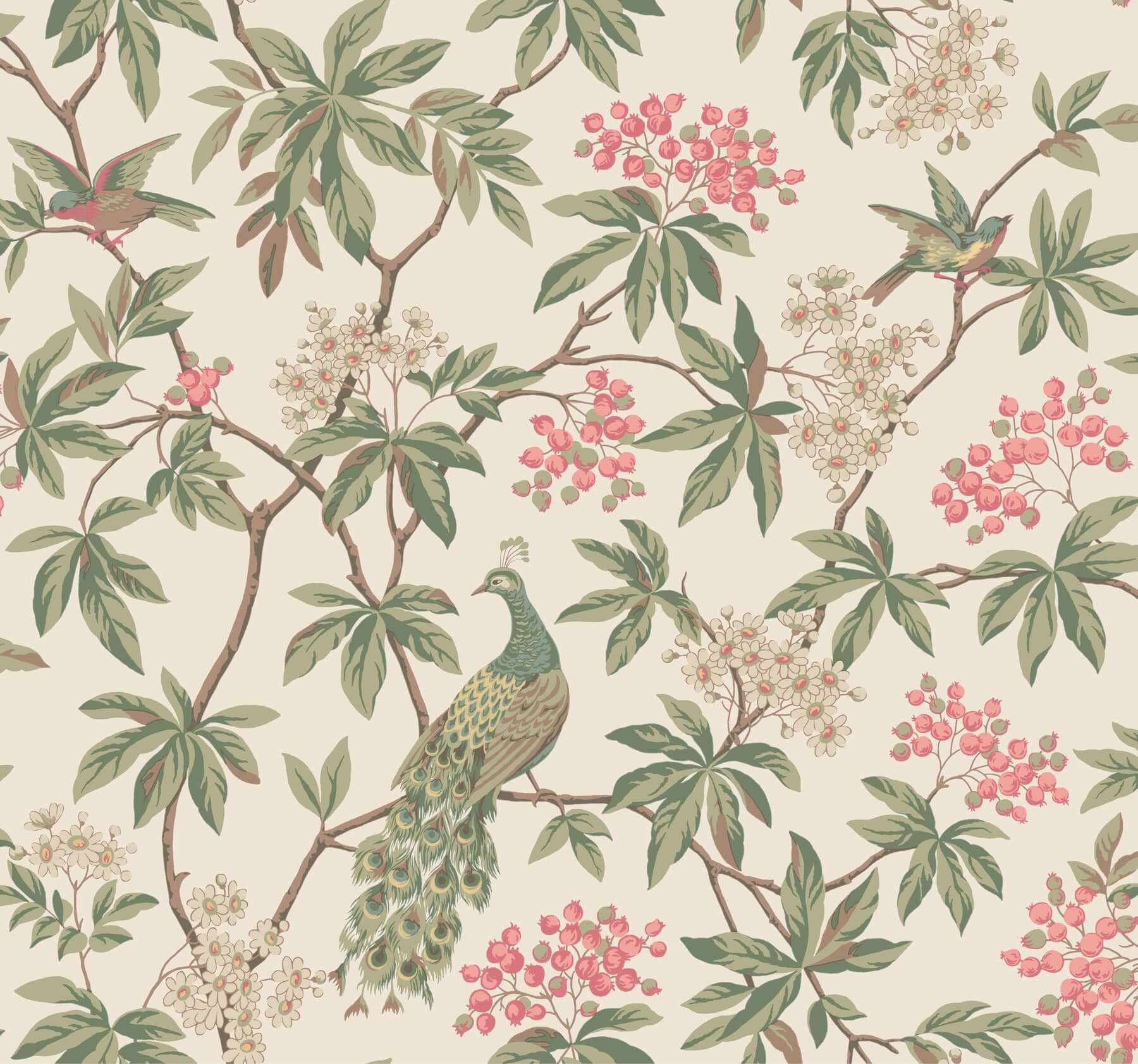 peacock-estate-cream-wallpaper-york-wallcoverings-mx9665 - York Wallcoverings Wallpaper