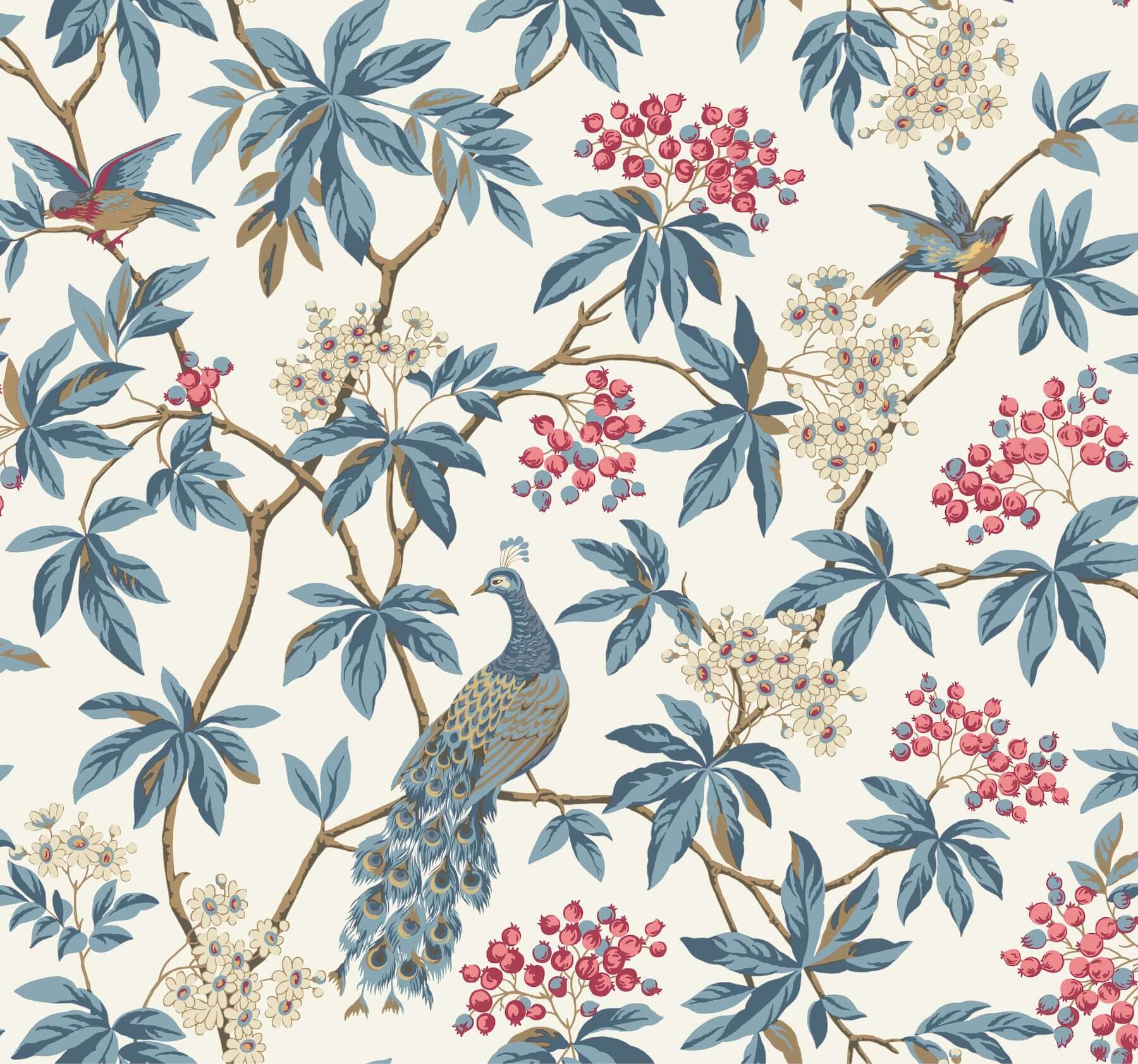 peacock-estate-white-wallpaper-york-wallcoverings-mx9666 - York Wallcoverings Wallpaper