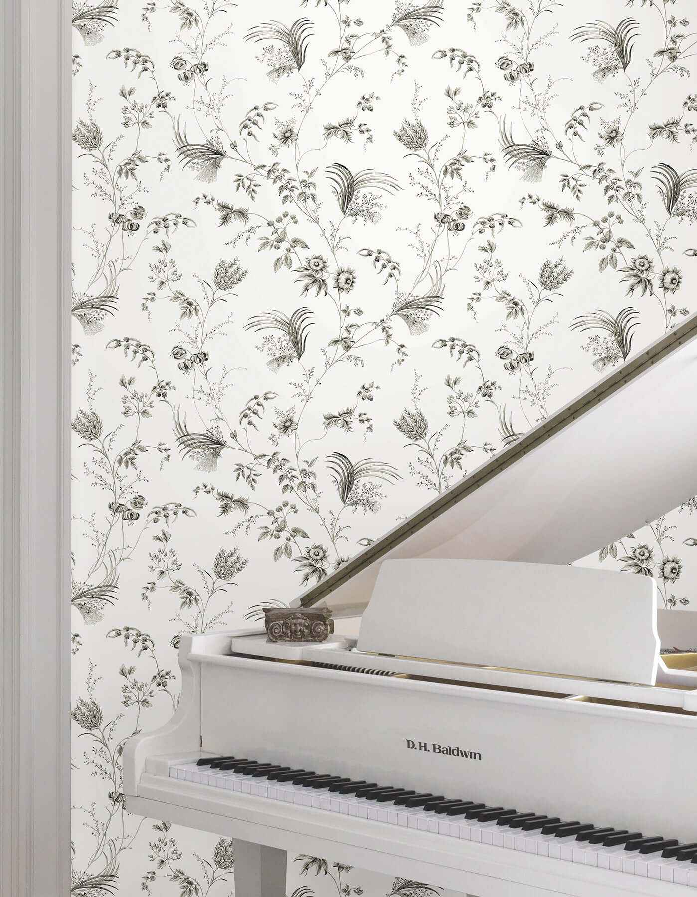 Floral Lace Black Wallpaper - York Wallcoverings - MX9682 - York Wallcoverings Wallpaper