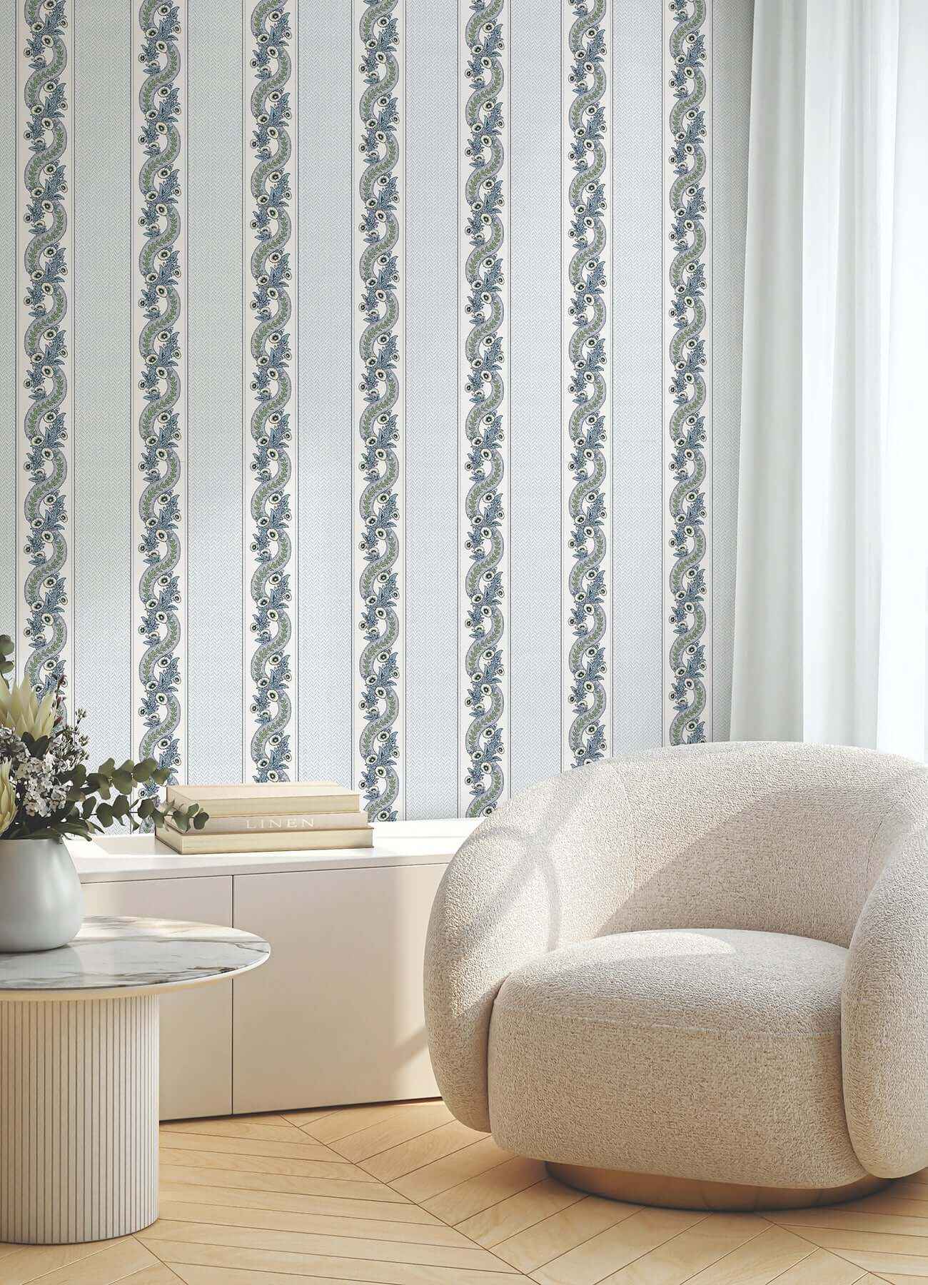 Abbey's Garland Aqua Wallpaper - York Wallcoverings - MX9692 - York Wallcoverings Wallpaper