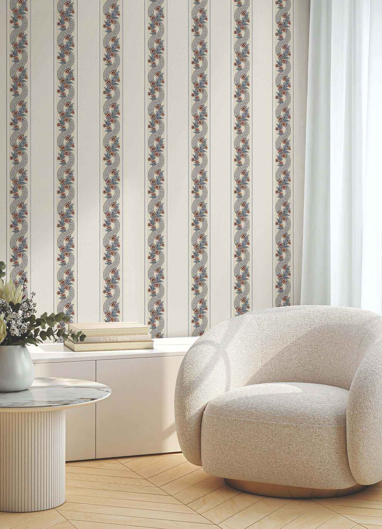 Abbey's Garland Coral Wallpaper - York Wallcoverings - MX9696