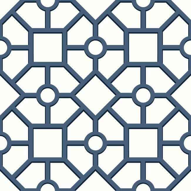 Hedgerow Trellis Navy Peel & Stick Wallpaper - York Wallcoverings - PSW1027RL