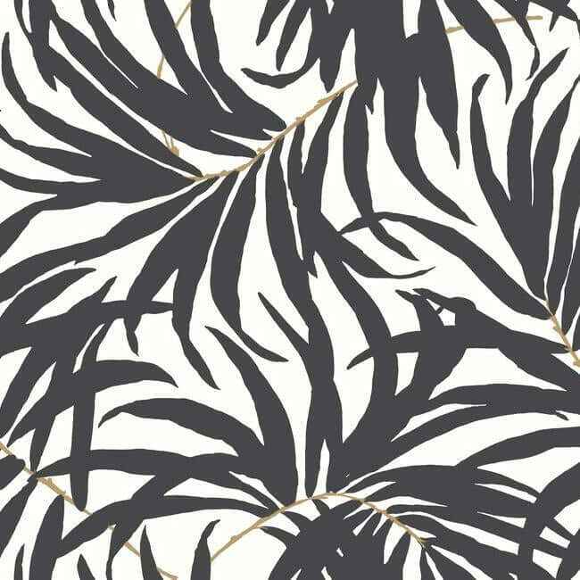Bali Leaves Black Peel & Stick Wallpaper - York Wallcoverings - PSW1029RL