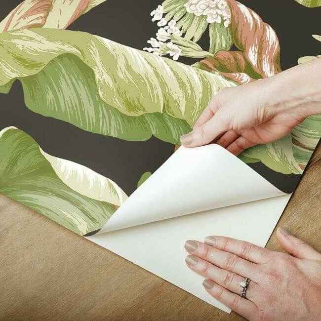 Banana Leaf Black & Green Peel & Stick Wallpaper - York Wallcoverings - PSW1035RL - York Wallcoverings Wallpaper